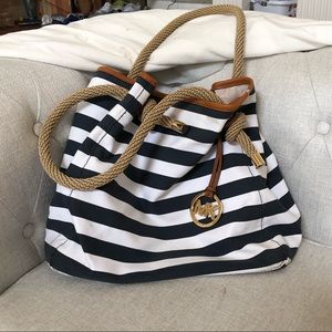 Michael Kors Navy and White Stripe shoulder bag